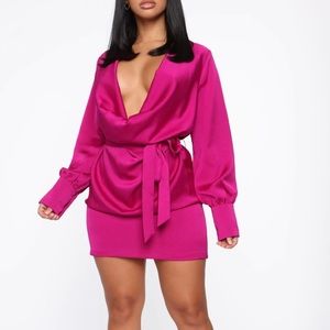 Magenta Crowl neck mini dress